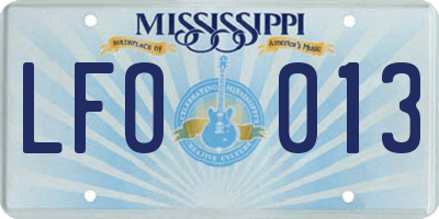 MS license plate LFO013