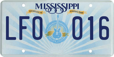 MS license plate LFO016