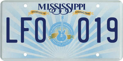 MS license plate LFO019