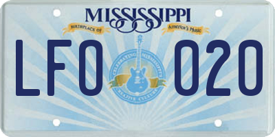 MS license plate LFO020
