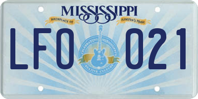 MS license plate LFO021