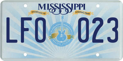 MS license plate LFO023
