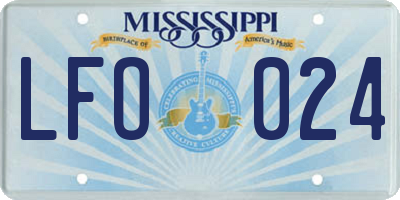 MS license plate LFO024