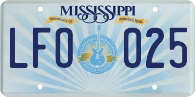 MS license plate LFO025