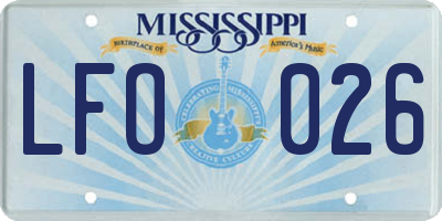 MS license plate LFO026