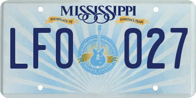 MS license plate LFO027