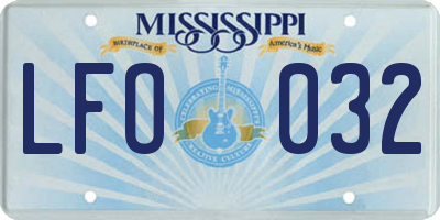 MS license plate LFO032