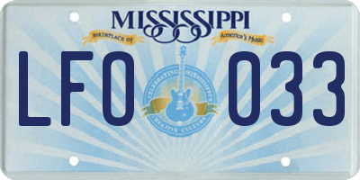 MS license plate LFO033