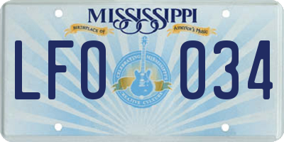 MS license plate LFO034