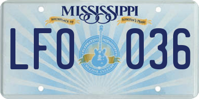 MS license plate LFO036