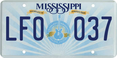 MS license plate LFO037