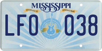 MS license plate LFO038