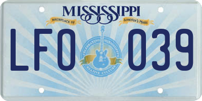 MS license plate LFO039