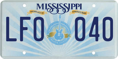 MS license plate LFO040