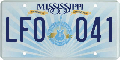 MS license plate LFO041