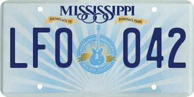 MS license plate LFO042