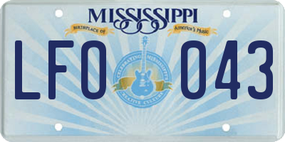 MS license plate LFO043