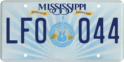 MS license plate LFO044
