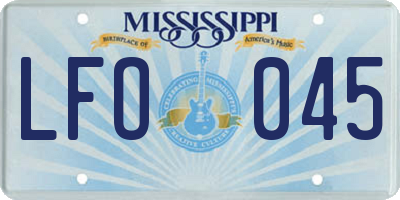 MS license plate LFO045