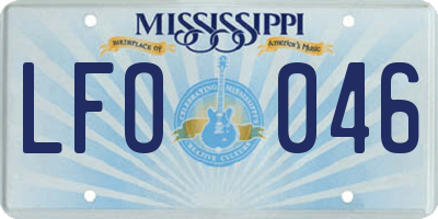 MS license plate LFO046