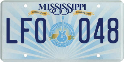 MS license plate LFO048