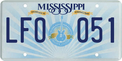 MS license plate LFO051