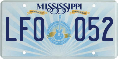 MS license plate LFO052