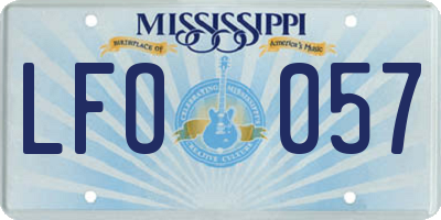 MS license plate LFO057