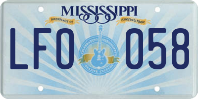 MS license plate LFO058