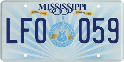MS license plate LFO059
