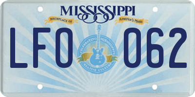 MS license plate LFO062