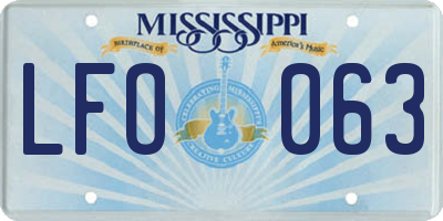 MS license plate LFO063