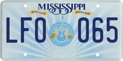 MS license plate LFO065