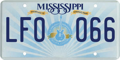 MS license plate LFO066
