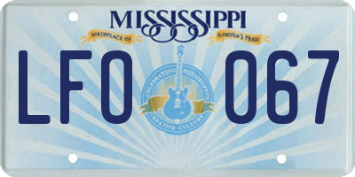 MS license plate LFO067
