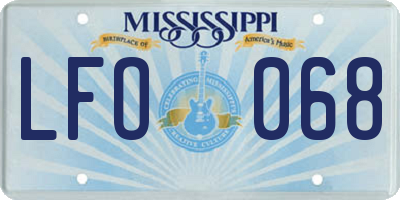 MS license plate LFO068