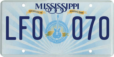 MS license plate LFO070