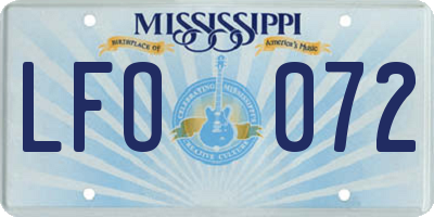 MS license plate LFO072