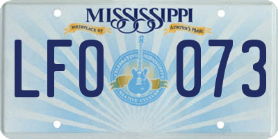 MS license plate LFO073