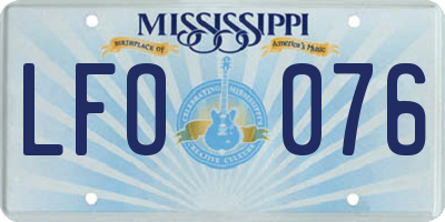 MS license plate LFO076