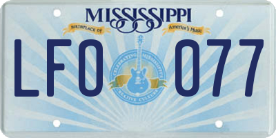 MS license plate LFO077