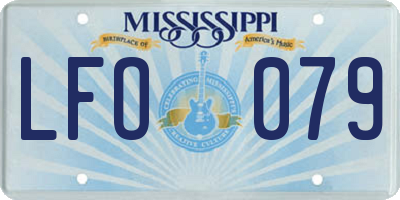 MS license plate LFO079