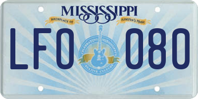 MS license plate LFO080