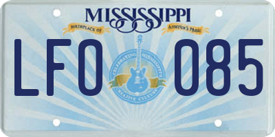 MS license plate LFO085