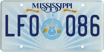 MS license plate LFO086