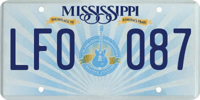 MS license plate LFO087