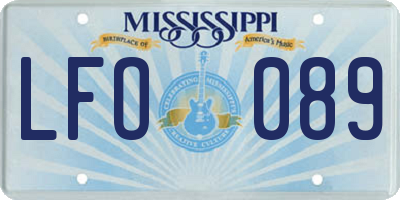 MS license plate LFO089