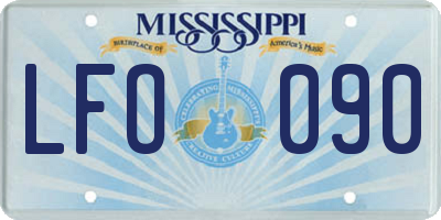 MS license plate LFO090