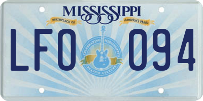 MS license plate LFO094