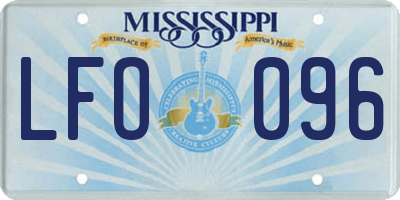 MS license plate LFO096